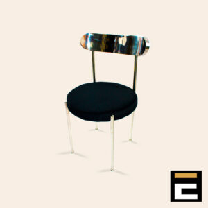 Premium chair in Silver color, with black velvet seat
