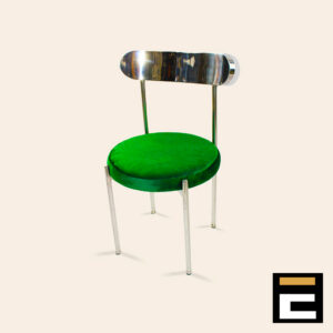 Premium chair in silver color, with green anti-scratch seat