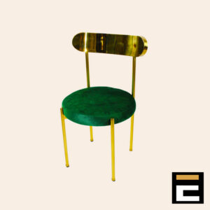 Premium chair in Gold color, with green velvet seat