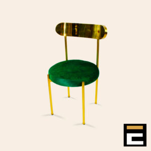 Premium chair in Gold color, with green velvet seat