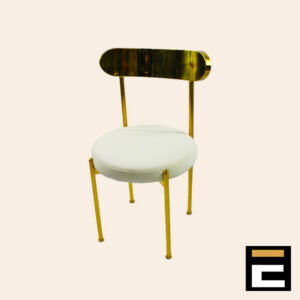 Premium chair in Gold color, with white velvet seat