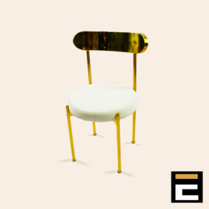 Premium chair in Gold color, with white velvet seat