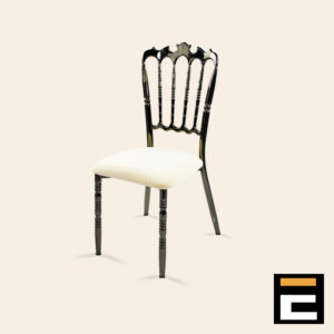 Black wooden chair with white velvet seat