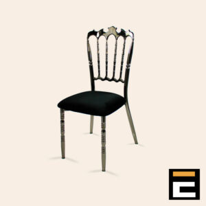 Black wooden chair with black velvet seat