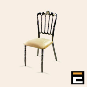 Black wooden chair with gold velvet seat