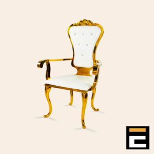 Elegant gold armchair, royal style, with scratch-resistant seat and backrest