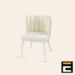 Elegant and very comfortable white armchair with white velvet seat and backrest