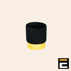 Circular black and gold seat without backrest, very comfortable and modern