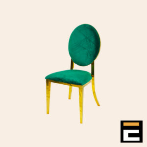 Gold chair with seat and backrest in green velvet