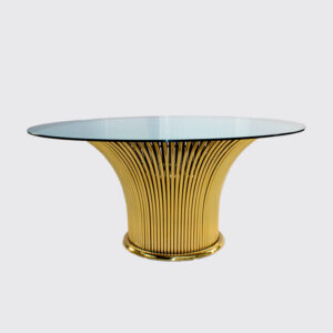 Elegant gold metal table with reinforced glass