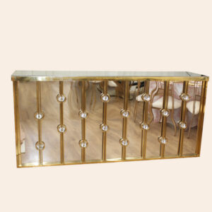 Gold counter table with mirrors and built-in lights