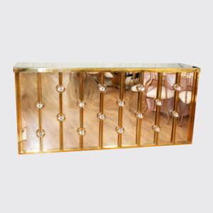 Gold counter table with mirrors and built-in lights