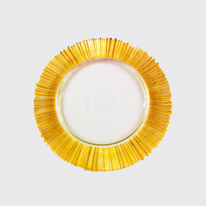 Elegant gold-colored plate, sun design