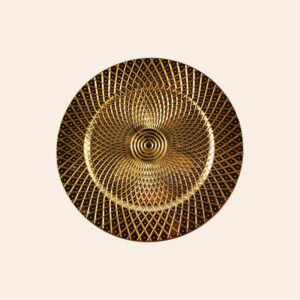 Modern plate, crossed threads design, gold color