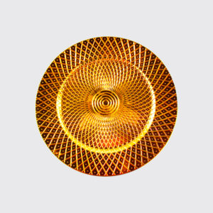 Modern plate, crossed threads design, gold color