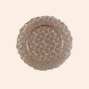 Golden plate with golden bubbles and transparent