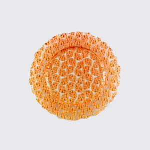 Golden plate with golden bubbles and transparent