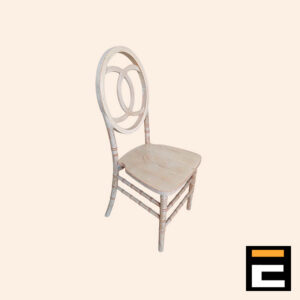 Double-Loop Oval Backrest Whitewash Wooden Chair